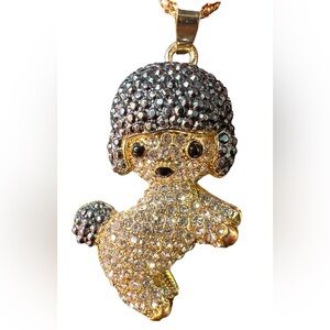 🐶 NWT! Cute Rhinestone Poodle Dog Necklace